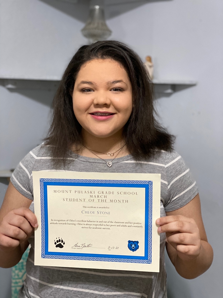 March 8th Grade Student of the Month | Mount Pulaski Grade School