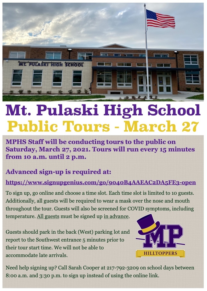 Public Tours  of Mt. Pulaski High School