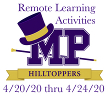 Remote Learning Activities 4/20 thru 4/24