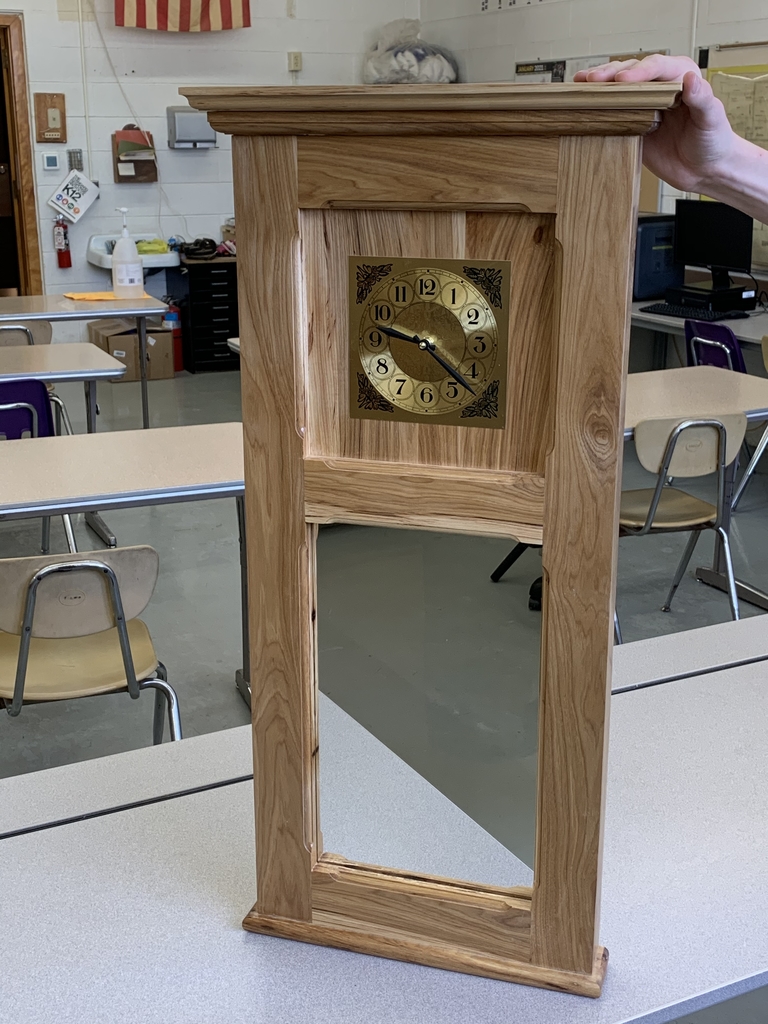 Hickory clock/mirror